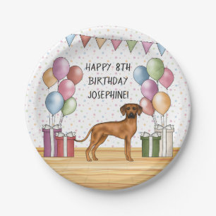 Rhodesian Ridgeback Farbige Pastell-Frohe Geburtst Pappteller