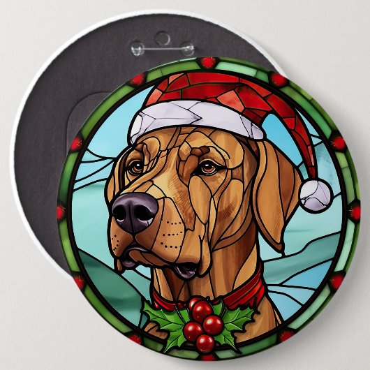 Rhodesian Ridgeback Festgeback Glas Weihnachten Button (Vorne & Hinten)