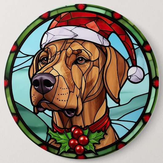 Rhodesian Ridgeback Festgeback Glas Weihnachten Button (Vorderseite)