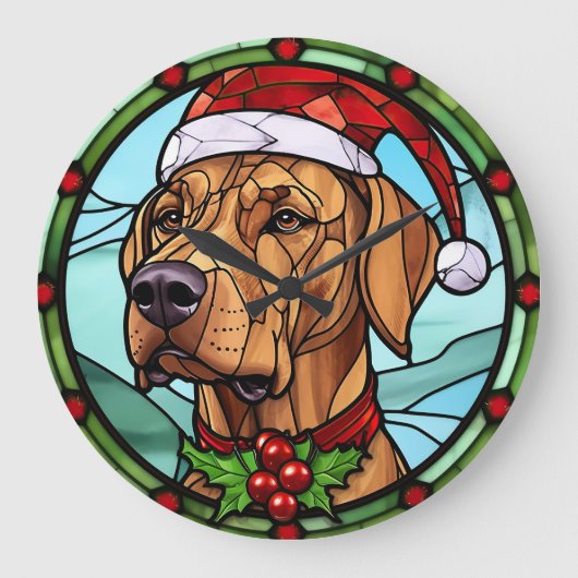 Rhodesian Ridgeback Festgeback Glas Weihnachten Große Wanduhr (Vorderseite)