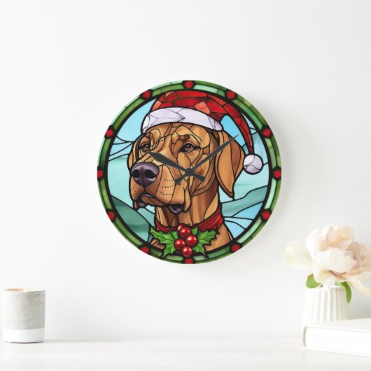 Rhodesian Ridgeback Festgeback Glas Weihnachten Große Wanduhr (Zuhause)