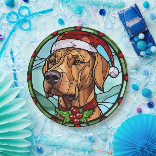 Rhodesian Ridgeback Festgeback Glas Weihnachten Pappteller (Party)