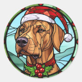 Rhodesian Ridgeback Festgeback Glas Weihnachten Runder Aufkleber (Vorderseite)