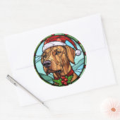 Rhodesian Ridgeback Festgeback Glas Weihnachten Runder Aufkleber (Umschlag)