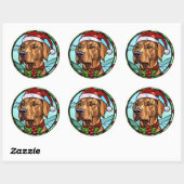 Rhodesian Ridgeback Festgeback Glas Weihnachten Runder Aufkleber (Blatt)