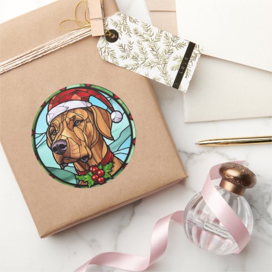 Rhodesian Ridgeback Festgeback Glas Weihnachten Runder Aufkleber (Schenken)