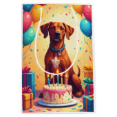 Rhodesian Ridgeback Geburtstagsfeier Mittlere Geschenktüte (Vorderseite)
