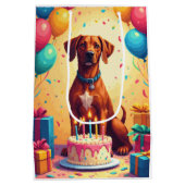 Rhodesian Ridgeback Geburtstagsfeier Mittlere Geschenktüte (Rückseite)