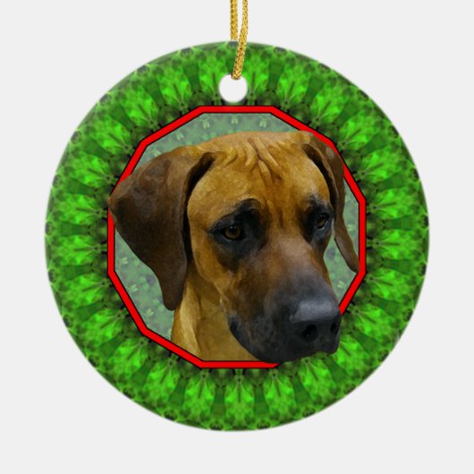 Rhodesian Ridgeback glückliches Howliday Keramik Ornament (Vorne)