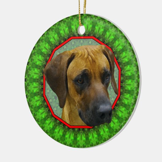 Rhodesian Ridgeback glückliches Howliday Keramik Ornament (Links)