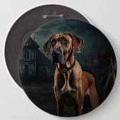 Rhodesian Ridgeback Halloween Beängstigend Button (Vorne & Hinten)
