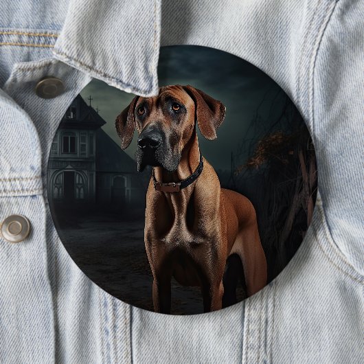 Rhodesian Ridgeback Halloween Beängstigend Button (Beispiel)