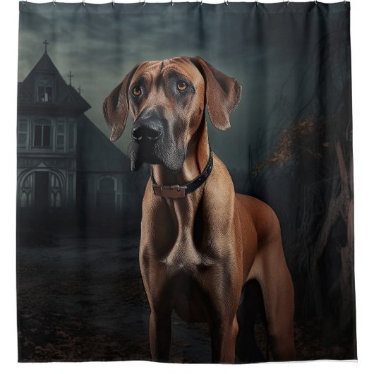 Rhodesian Ridgeback Halloween Beängstigend Duschvorhang (Vorderseite)