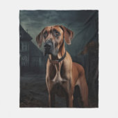 Rhodesian Ridgeback Halloween Beängstigend Fleecedecke (Vorderseite)