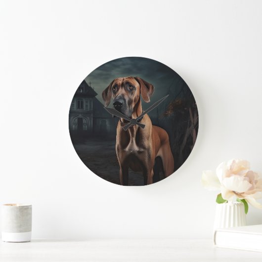 Rhodesian Ridgeback Halloween Beängstigend Große Wanduhr (Zuhause)