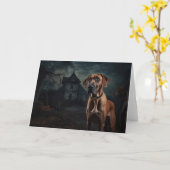 Rhodesian Ridgeback Halloween Beängstigend Karte (Gelbe Blume)