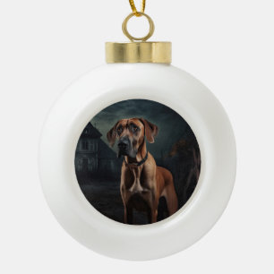 Rhodesian Ridgeback Halloween Beängstigend Keramik Kugel-Ornament
