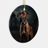 Rhodesian Ridgeback Halloween Beängstigend Keramik Ornament (Rechts)