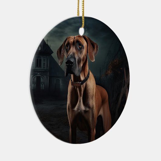 Rhodesian Ridgeback Halloween Beängstigend Keramik Ornament (Rechts)