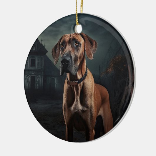 Rhodesian Ridgeback Halloween Beängstigend Keramik Ornament (Links)