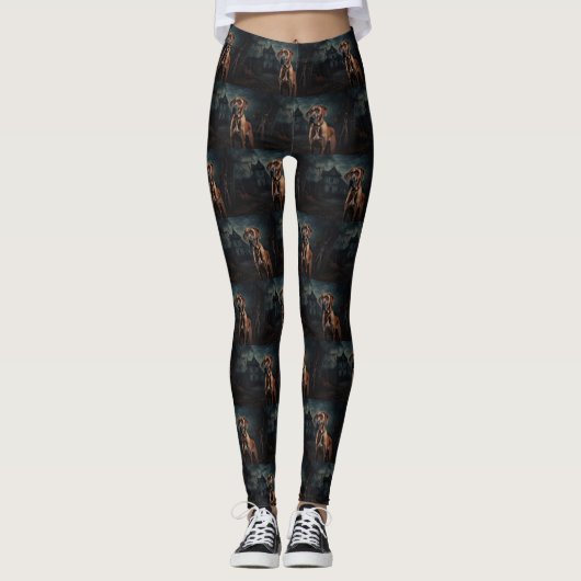 Rhodesian Ridgeback Halloween Beängstigend Leggings (Vorderseite)