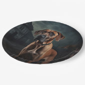 Rhodesian Ridgeback Halloween Beängstigend Pappteller (Schrägansicht)