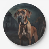 Rhodesian Ridgeback Halloween Beängstigend Pappteller (Vorderseite)