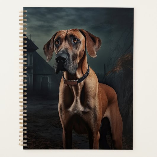 Rhodesian Ridgeback Halloween Beängstigend Planer (Vorderseite)