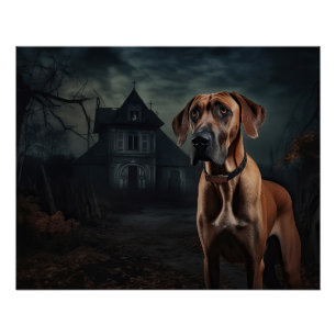 Rhodesian Ridgeback Halloween Beängstigend Poster