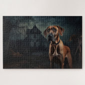 Rhodesian Ridgeback Halloween Beängstigend Puzzle (Horizontal)
