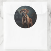 Rhodesian Ridgeback Halloween Beängstigend Runder Aufkleber (Tasche)