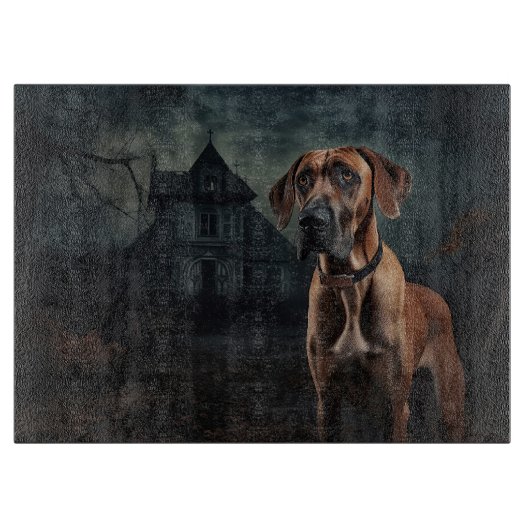 Rhodesian Ridgeback Halloween Beängstigend Schneidebrett (Vorderseite)