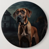 Rhodesian Ridgeback Halloween Gruselig Button (Vorderseite)