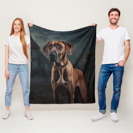 Rhodesian Ridgeback Halloween Gruselig Fleecedecke (Beispiel)