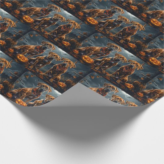 Rhodesian Ridgeback Halloween Spooky Geschenkpapier (Ecke)