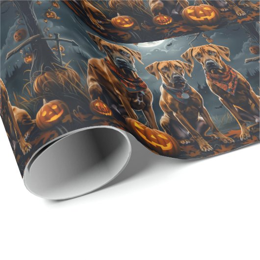 Rhodesian Ridgeback Halloween Spooky Geschenkpapier (Rolleneckpunkt)