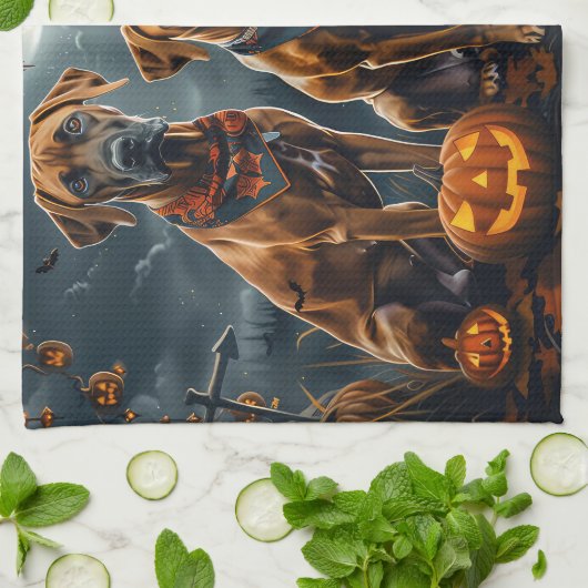 Rhodesian Ridgeback Halloween Spooky Geschirrtuch (Gefaltet)