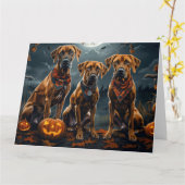 Rhodesian Ridgeback Halloween Spooky Karte (Gelbe Blume)