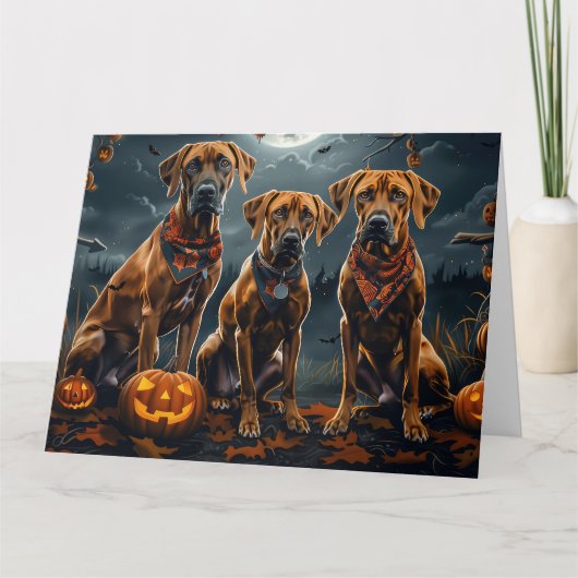Rhodesian Ridgeback Halloween Spooky Karte (Vorderseite)