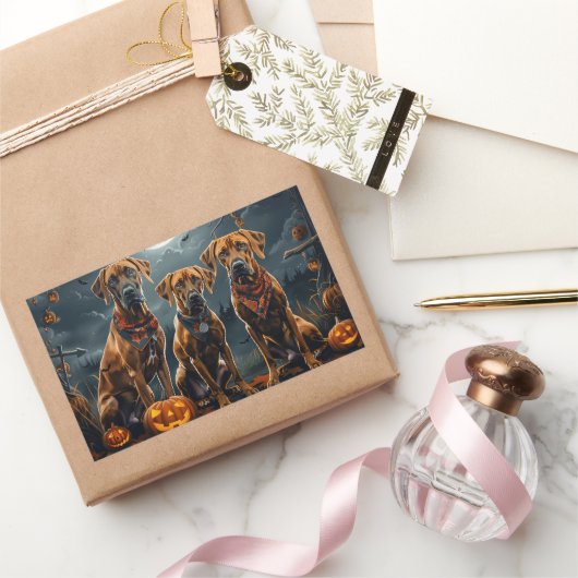 Rhodesian Ridgeback Halloween Spooky Rechteckiger Aufkleber (Schenken)