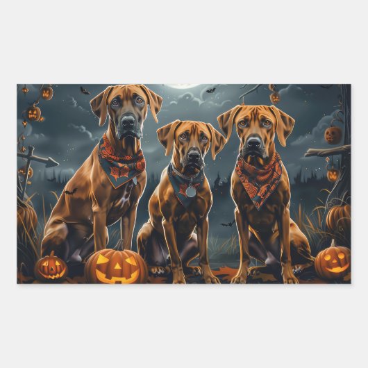 Rhodesian Ridgeback Halloween Spooky Rechteckiger Aufkleber (Vorderseite)