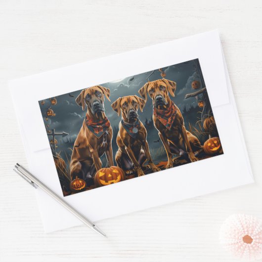 Rhodesian Ridgeback Halloween Spooky Rechteckiger Aufkleber (Umschlag)