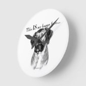 Rhodesian Ridgeback Happy Face Runde Wanduhr (Winkel)