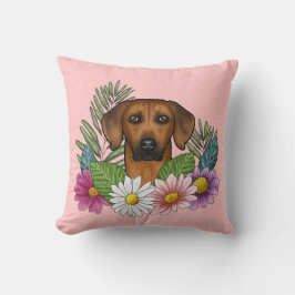 Rhodesian Ridgeback Head and Summer Wildblumen Kissen