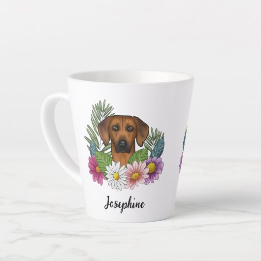 Rhodesian Ridgeback Head and Summer Wildblumen Milchtasse (Linke Ecke)