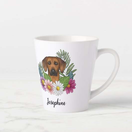 Rhodesian Ridgeback Head and Summer Wildblumen Milchtasse (Rechts)