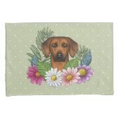 Rhodesian Ridgeback Head Bunte Blume auf Grün Kissenbezug (Vorderseite-Rechts)