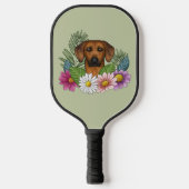Rhodesian Ridgeback Head Bunte Blume auf Grün Pickleball Schläger (Vorderseite)