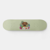 Rhodesian Ridgeback Head Bunte Blume auf Grün Skateboard (Horizontal)
