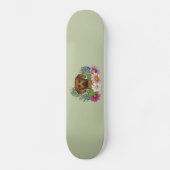 Rhodesian Ridgeback Head Bunte Blume auf Grün Skateboard (Vorderseite)